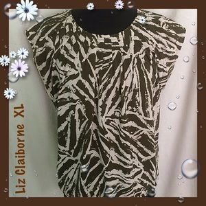Liz Claiborne Abstract Print Pleated Top XL